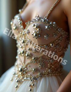 Sequined gown hem adjustment